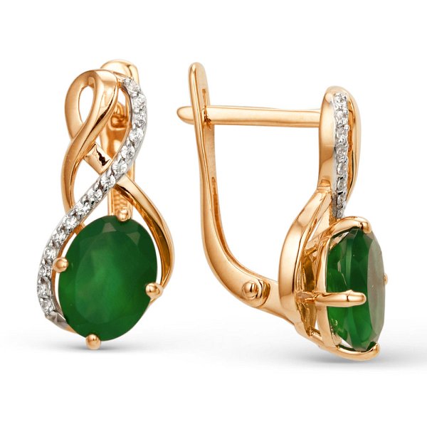 Серьги ЮФ Династия - Золото 375, Агат, Фианит (арт. 003292-5482)