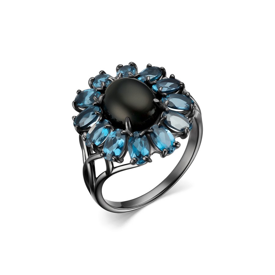 Кольцо Дар - Серебро 925, Опал, Топаз лондон (арт. К-3986чрк11716411)