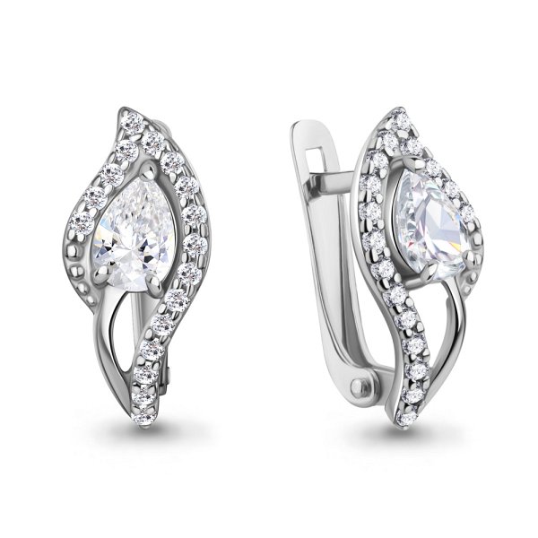 Серьги Аквамарин - Серебро 925, Фианит (арт. 400324А.5)