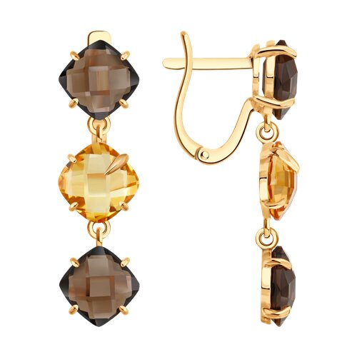 Серьги SOKOLOV - Золото 585, Раухтопаз, Цитрин (арт. 729290)
