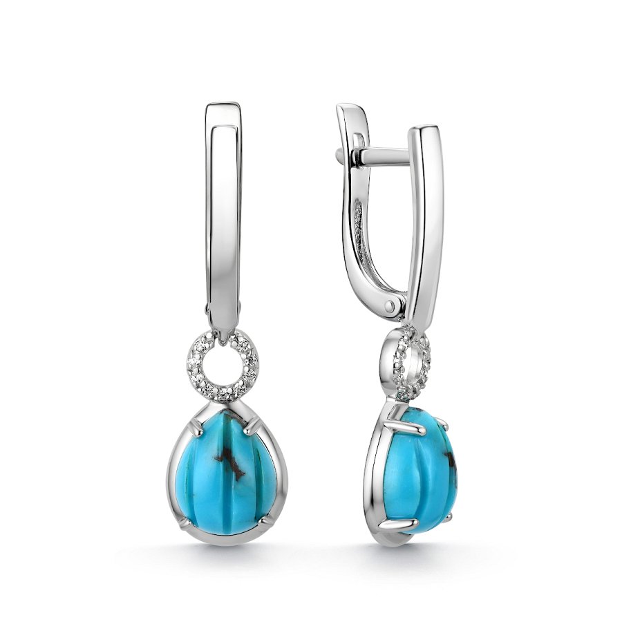 Серьги Дар - Серебро 925, Бирюза, Фианит (арт. С-4050рк43800)