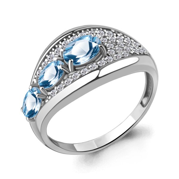 Кольцо Аквамарин - Серебро 925, Топаз swiss (арт. 6969305А.5)
