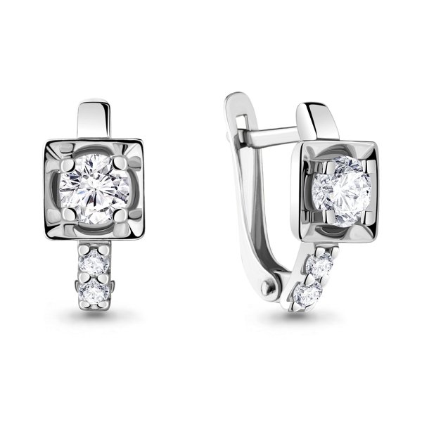 Серьги Аквамарин - Серебро 925, Фианит (арт. 484841А.5)