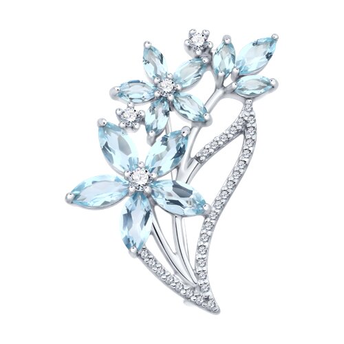 Брошь SOKOLOV - Серебро 925, Топаз, Фианит (арт. 92040128)