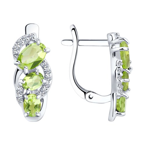 Серьги SOKOLOV - Серебро 925, Фианит, Хризолит (арт. 92021141)