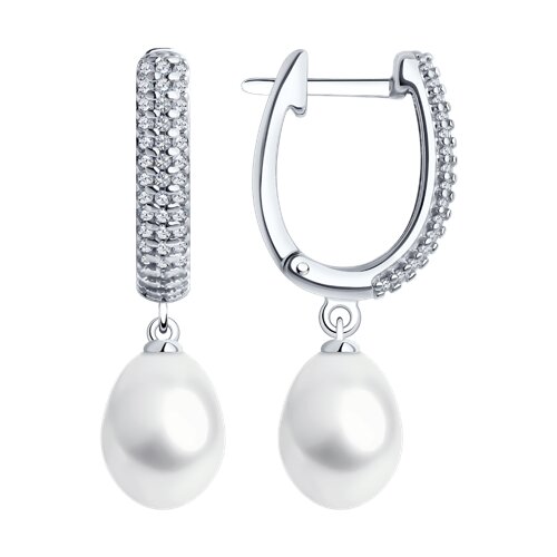 Серьги Diamant - Серебро 925, Жемчуг культивированный, Фианит (арт. 94-320-01952-1)