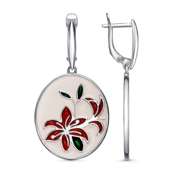 Серьги Красная пресня - Серебро 925, Эмаль (арт. 33015886Пл)
