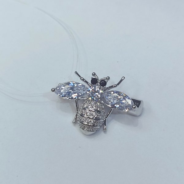 Брошь Фиделис - Сталь, Фианит (арт. XZ220827002-Rd)