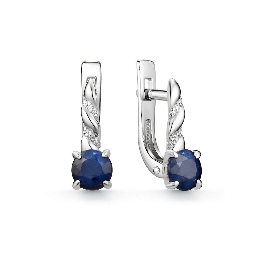 Серьги Дар - Серебро 925, Сапфир, Фианит (арт. С-5139рс110800)