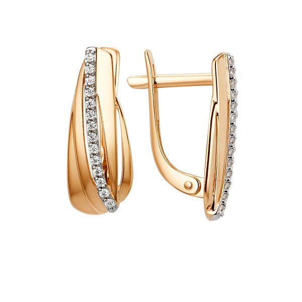 Серьги ЮФ Династия - Золото 585, Фианит (арт. 013212-1102)