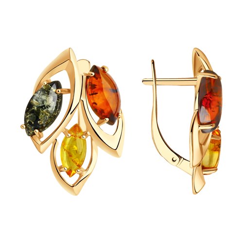 Серьги Diamant - Серебро 925, Янтарь пресс. (арт. 93-320-00442-1)