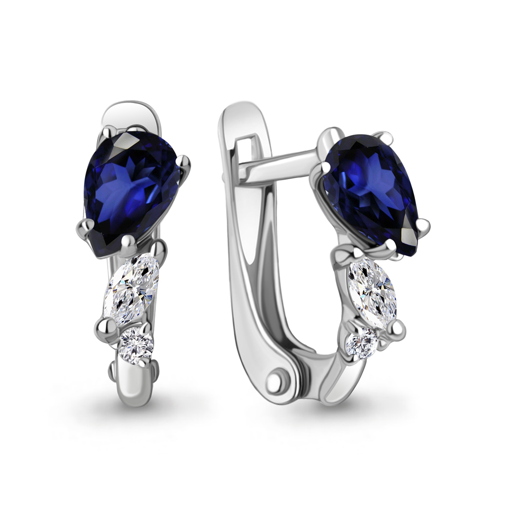Серьги Аквамарин - Серебро 925, Синтетический сапфир (арт. 49805АБ.5)