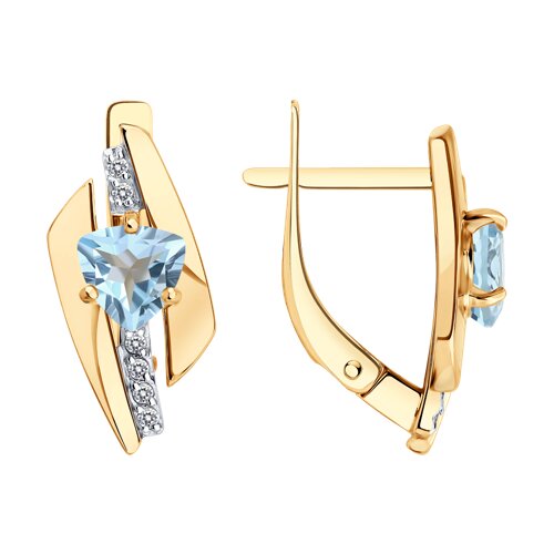 Серьги Diamant - Золото 585, Топаз, Фианит (арт. 51-320-01543-1)