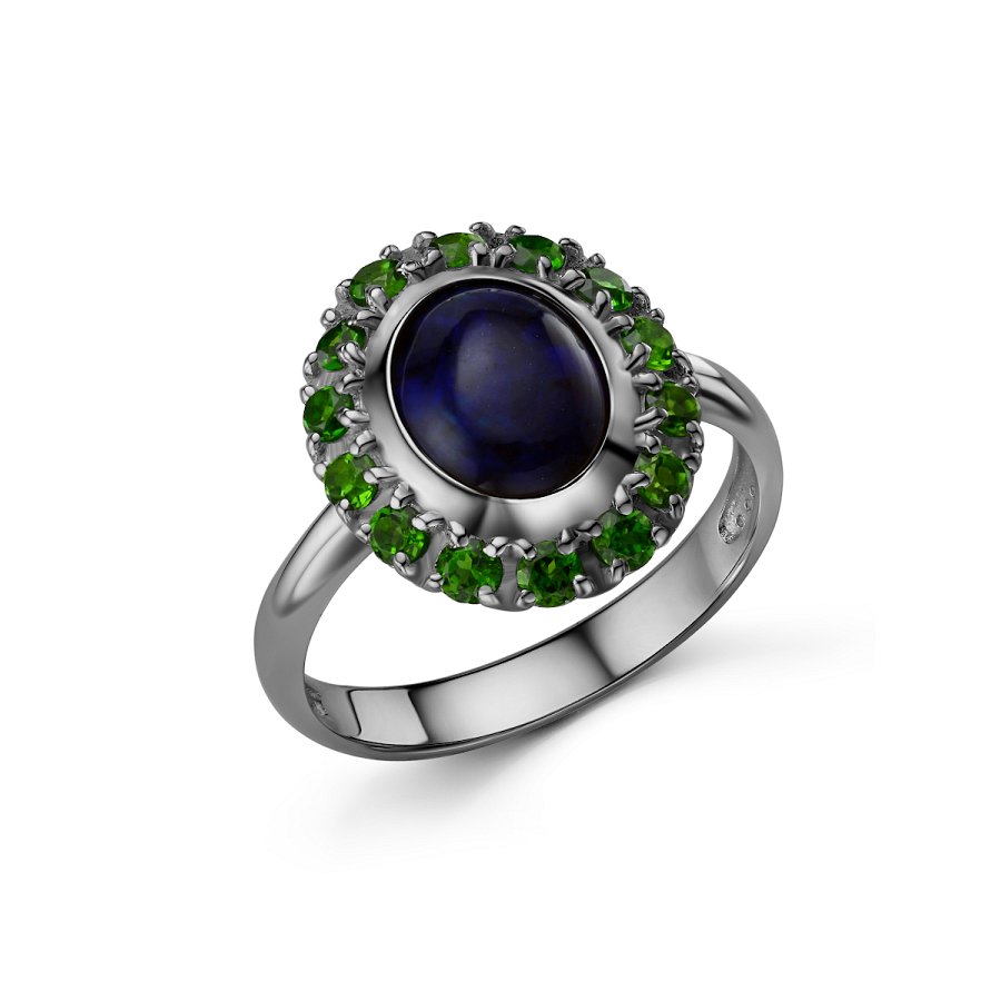 Кольцо Дар - Серебро 925, Опал, Хромдиопсид (арт. К-5290чрк11716487)