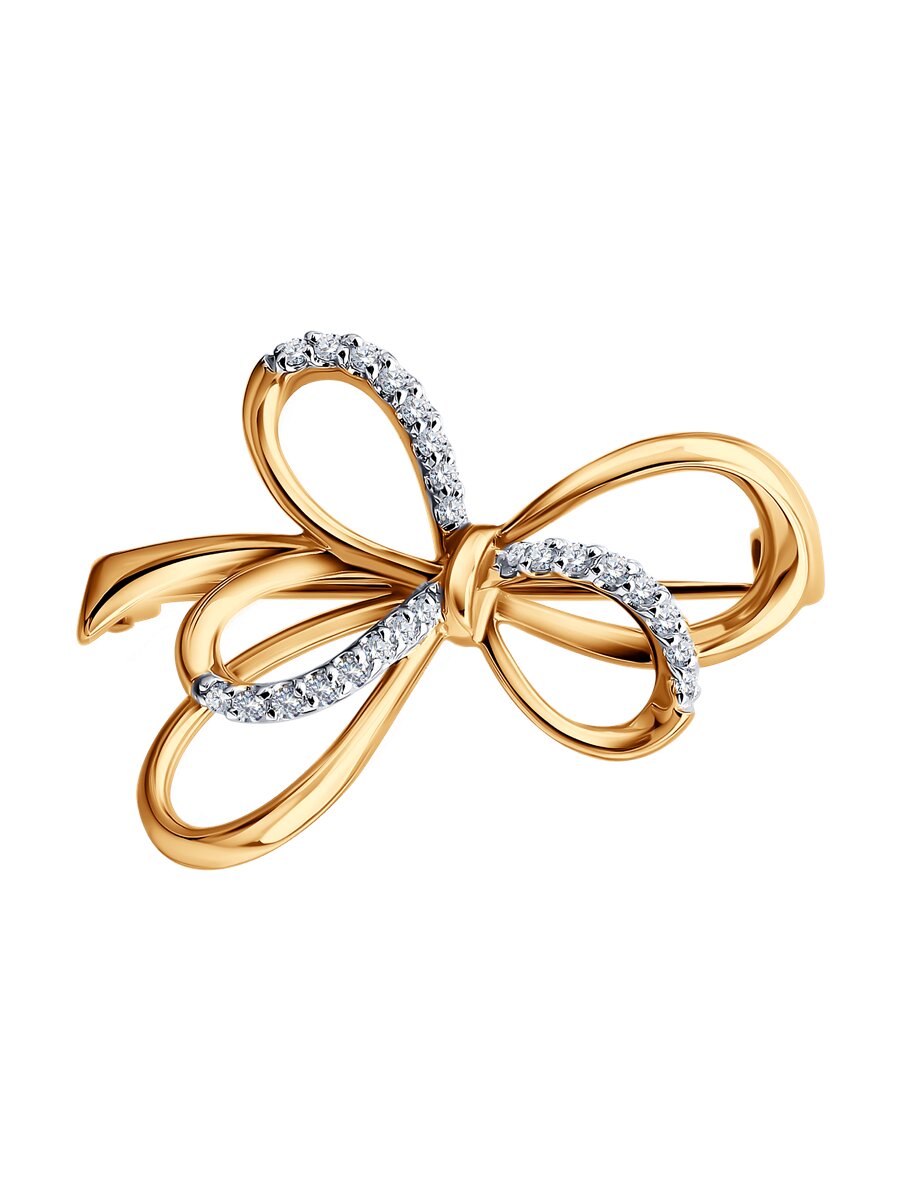 Брошь SOKOLOV - Золото 585, Фианит (арт. 040346)