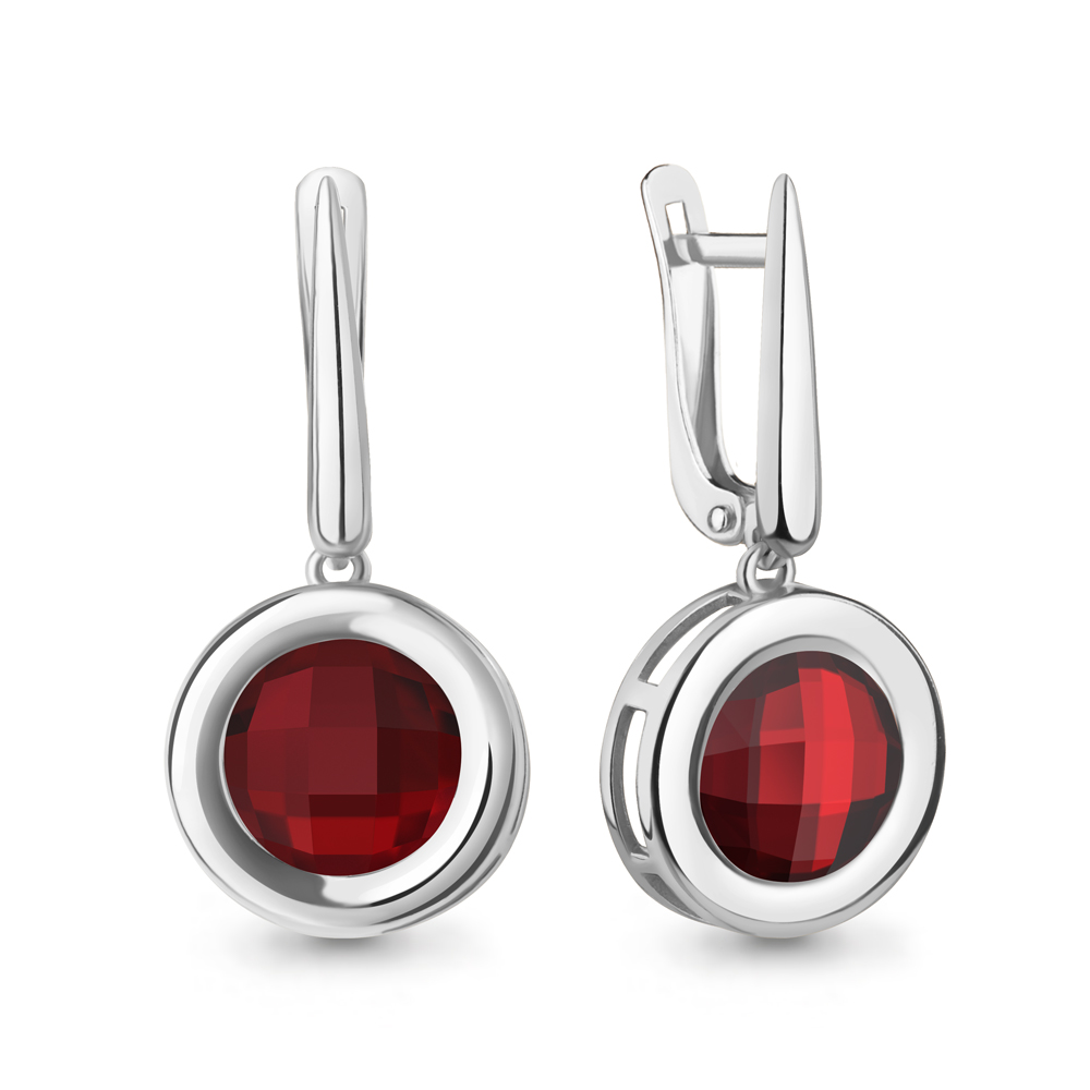 Серьги Аквамарин - Серебро 925, Синтетический гранат (арт. 45014985.5)
