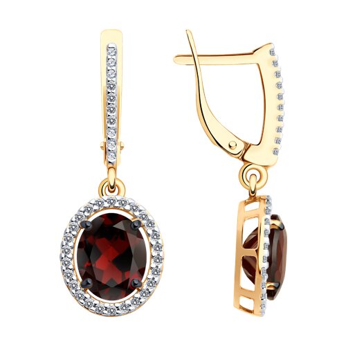 Серьги Diamant - Серебро 925, Гранат, Фианит (арт. 93-321-01999-3)