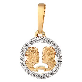 Подвеска Мастер - Золото 585, Фианит (арт. П10649 близнецы)