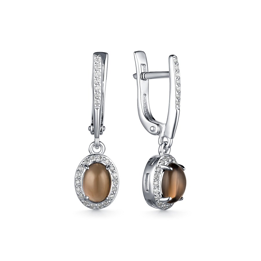 Серьги Дар - Серебро 925, Раухтопаз, Фианит (арт. С-3803рк40700)