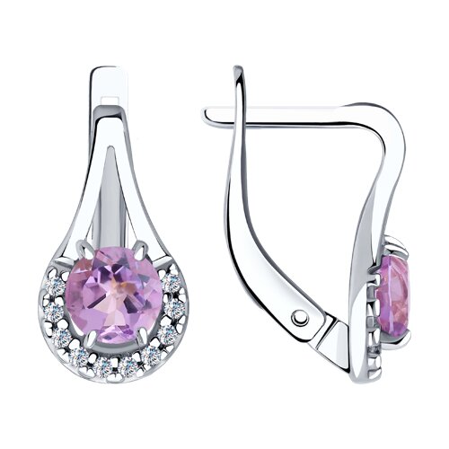 Серьги Diamant - Серебро 925, Аметист, Фианит (арт. 94-320-00504-1)