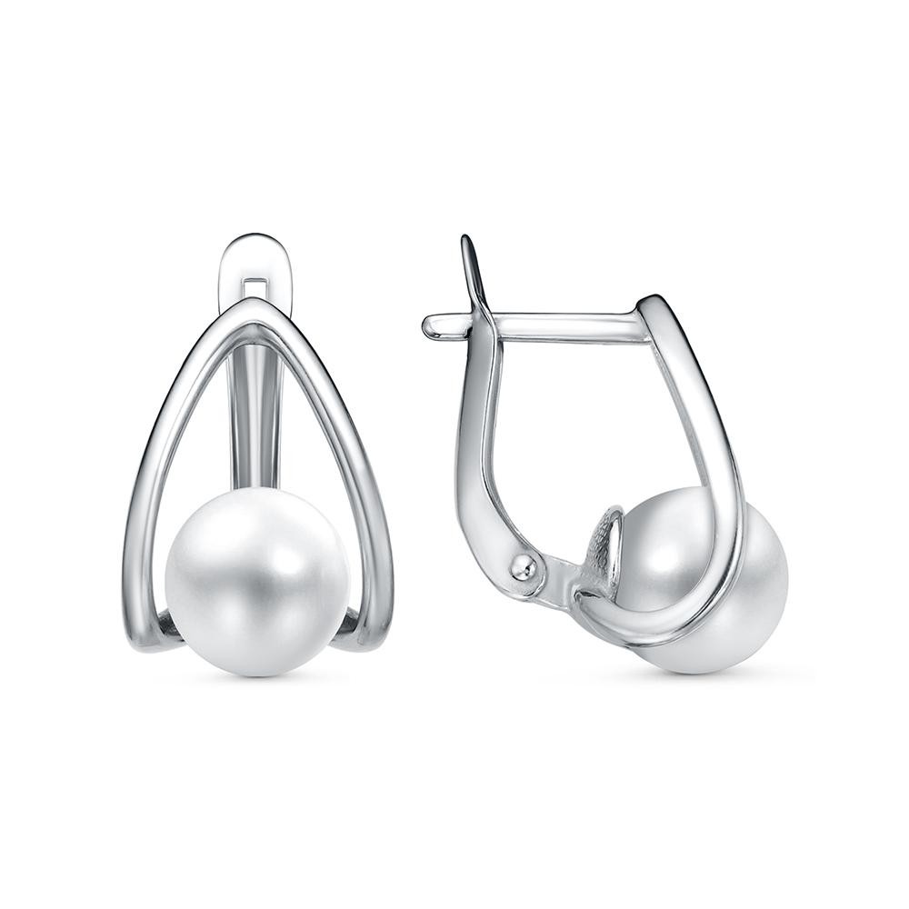 Серьги Красная пресня - Серебро 925, Жемчуг имитация (арт. 33617432Д)