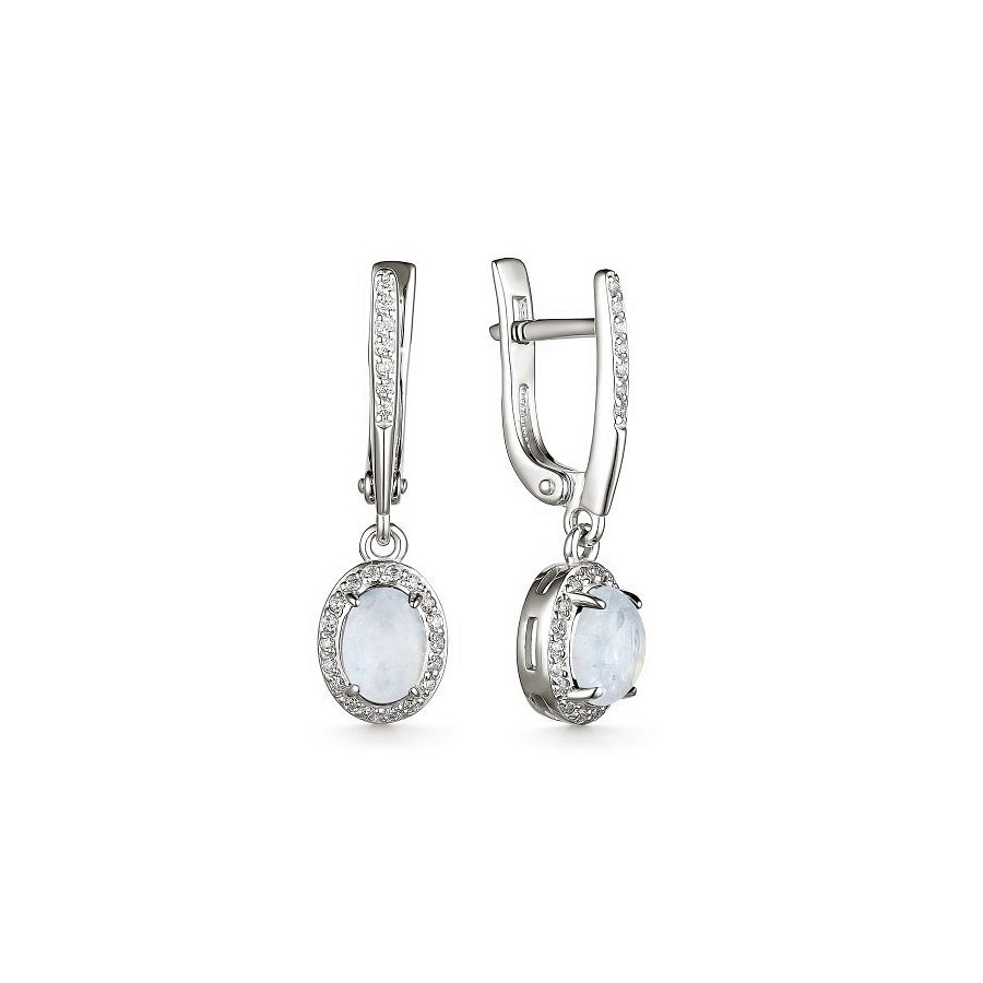 Серьги Дар - Серебро 925, Лунный камень, Фианит (арт. С-3803рк43600)