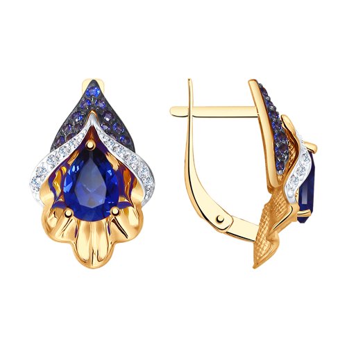 Серьги SOKOLOV - Золото 585, Синтетический сапфир , Фианит (арт. 725101)