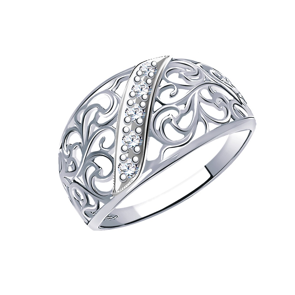 Кольцо Атолл - Серебро 925, Фианит (арт. 1353-925)