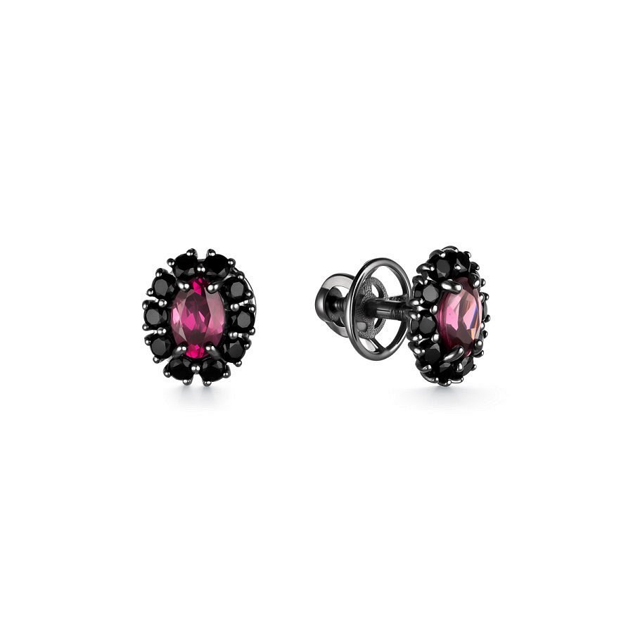 Серьги Дар - Серебро 925, Родолит, Шпинель (арт. С-3750чрс41016)
