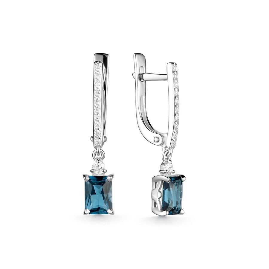 Серьги Дар - Серебро 925, Топаз лондон, Фианит (арт. С-3693рс41100)