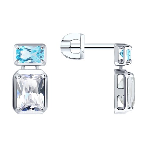 Серьги Diamant - Серебро 925, Горный хрусталь, Топаз (арт. 94-322-02395-2)