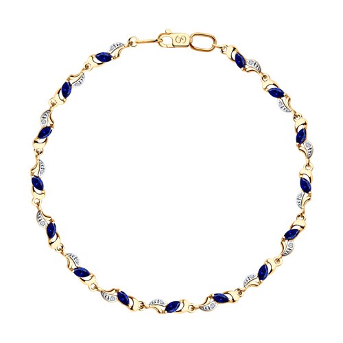Браслет SOKOLOV - Золото 585, Синтетический сапфир , Фианит (арт. 750240)