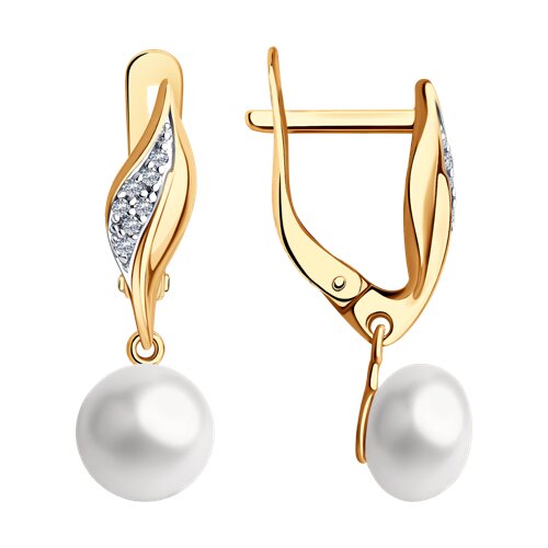 Серьги Diamant - Серебро 925, Жемчуг культивированный, Фианит (арт. 93-321-01934-1)