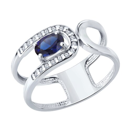 Кольцо SOKOLOV - Серебро 925, Синтетический сапфир , Фианит (арт. 88010079)