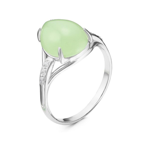 Кольцо Красная пресня - Серебро 925, Синтетический нефрит, Фианит (арт. 2339678Дн)