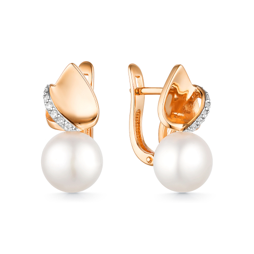Серьги ЮК Гранат - Золото 585, Жемчуг культивированный, Фианит (арт. 21803168)
