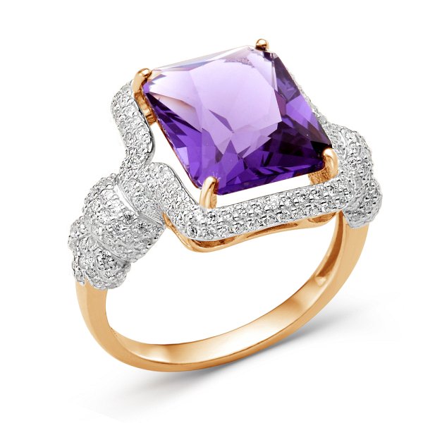 Кольцо ЮФ Династия - Золото 375, Аметист, Фианит (арт. 000151-5342)