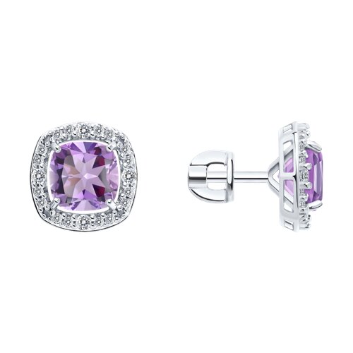 Серьги SOKOLOV - Серебро 925, Аметист, Фианит (арт. 92023189)