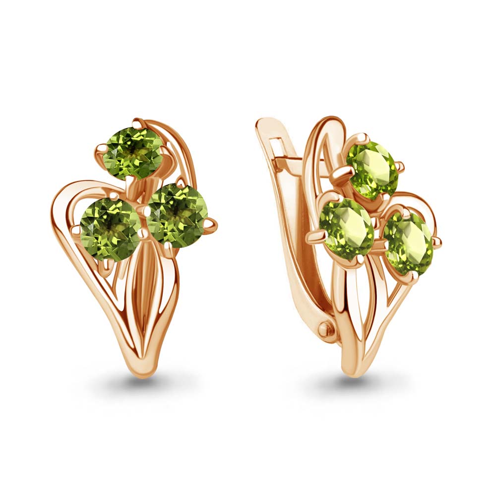 Серьги Аквамарин - Серебро 925, Хризолит (арт. 4411307.6)