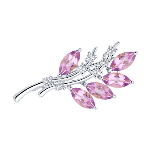 Брошь SOKOLOV - Серебро 925, Аметист, Фианит (арт. 92040011)