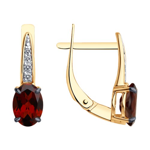 Серьги Diamant - Золото 585, Гранат, Фианит (арт. 51-320-01933-4)