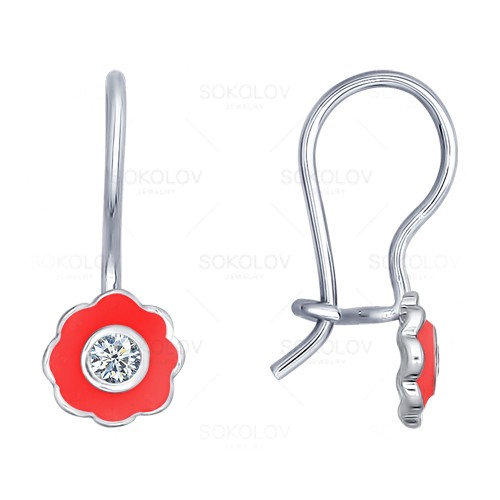 Серьги SOKOLOV - Серебро 925, Фианит, Эмаль (арт. 94021637)