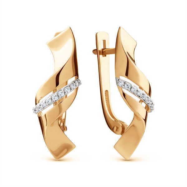 Серьги ЮФ Династия - Золото 585, Фианит (арт. 033722-1102)