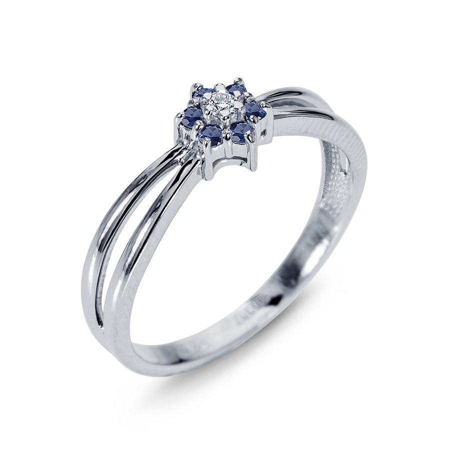 Кольцо Platinum Lab. - Платина 950, Сапфир, Бриллиант (арт. ПК-205С-01)