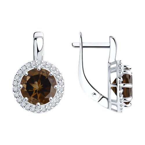 Серьги Diamant - Серебро 925, Раухтопаз, Фианит (арт. 94-320-02052-4)