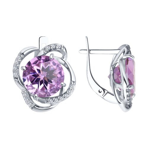 Серьги Diamant - Серебро 925, Аметист, Фианит (арт. 94-320-01920-1)