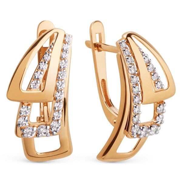 Серьги ЮФ Династия - Золото 585, Фианит (арт. 026812-1102)