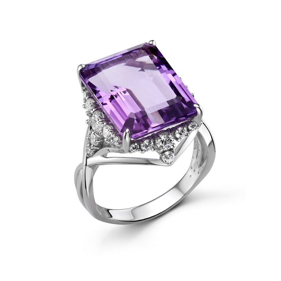 Кольцо Дар - Серебро 925, Аметист, Фианит (арт. К-5267рс40100)