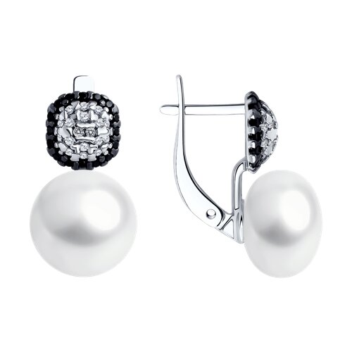 Серьги Diamant - Серебро 925, Жемчуг культивированный, Фианит (арт. 94-320-02621-1)