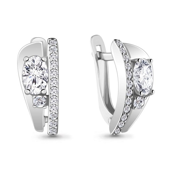 Серьги Аквамарин - Серебро 925, Фианит (арт. 48797А.5)